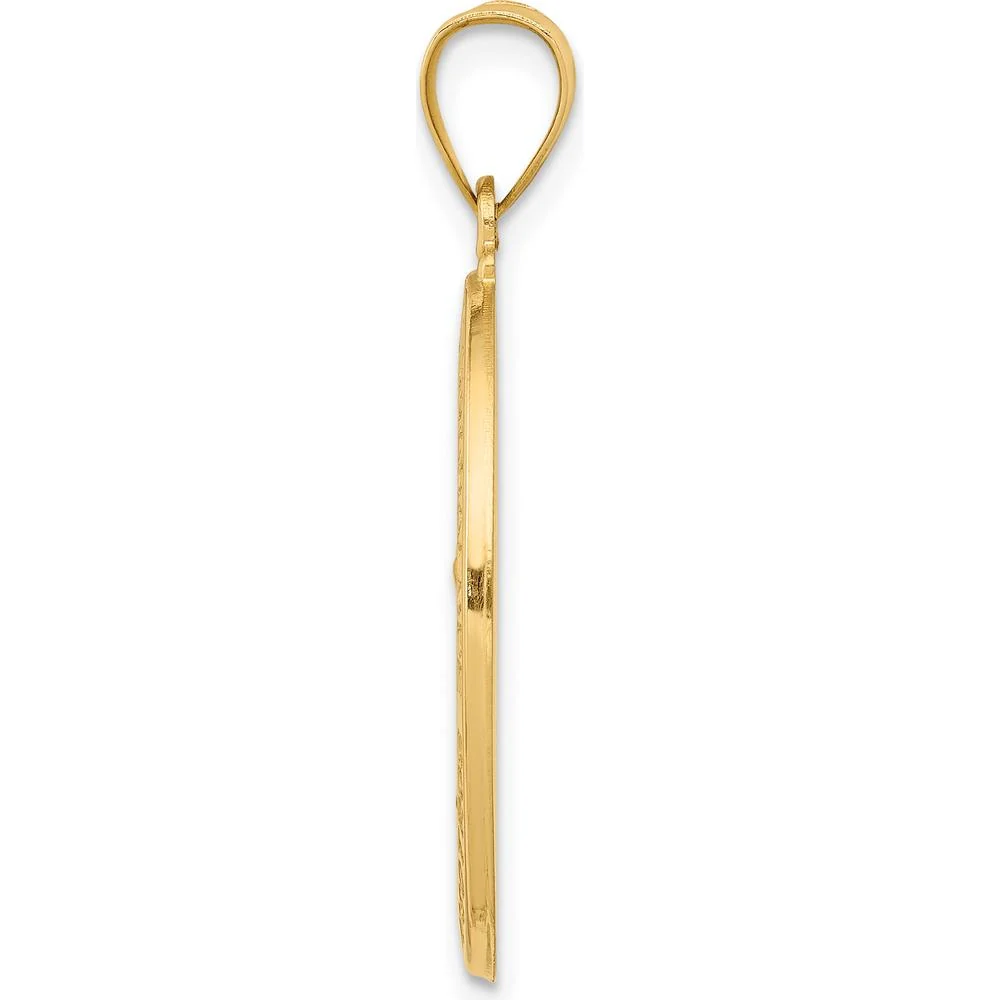 14K Yellow Gold Our Lady Of Guadalupe Hollow Oval Pendant - Polished & Satin Finish by Oro Pregiato - Image 2