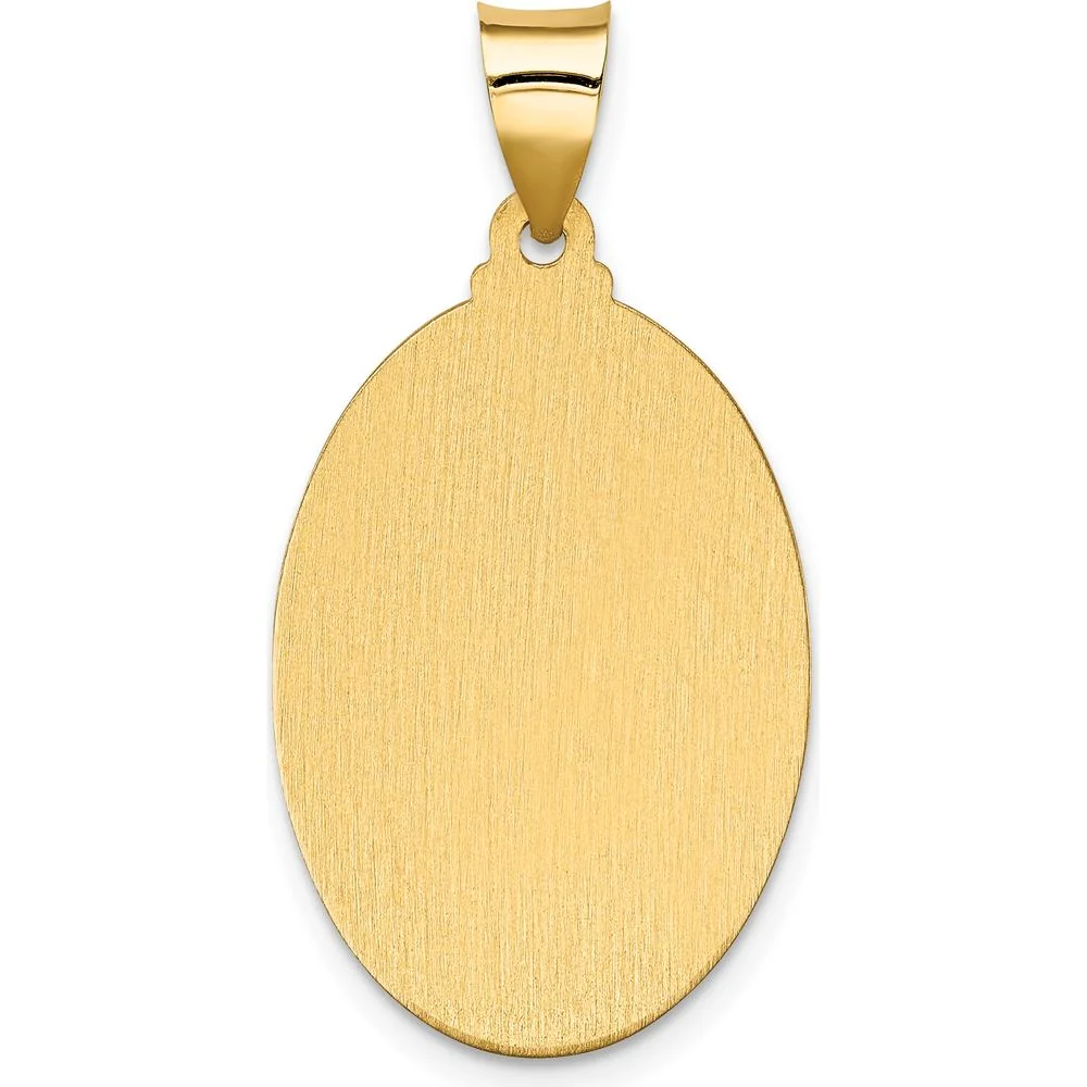 14K Yellow Gold Our Lady Of Guadalupe Hollow Oval Pendant - Polished & Satin Finish by Oro Pregiato - Image 3