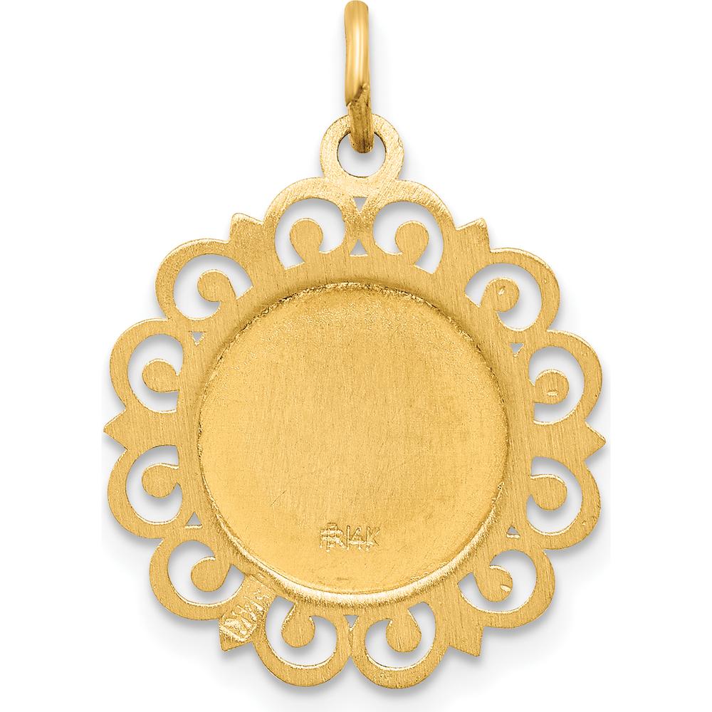 14K Yellow Gold Our Lady of Perpetual Help Round Pendant with Satin and Polished Finish - 24mm Length by Oro Pregiato - Image 4
