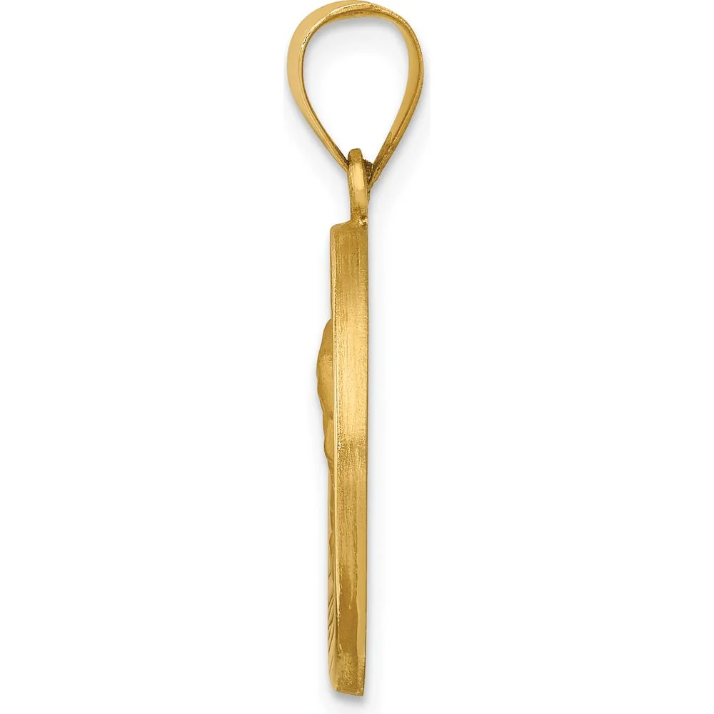 14K Yellow Gold Our Lady of Sorrows Medal Pendant with Polished and Satin Finish - Hollow Die Struck Design by Oro Pregiato - Image 2