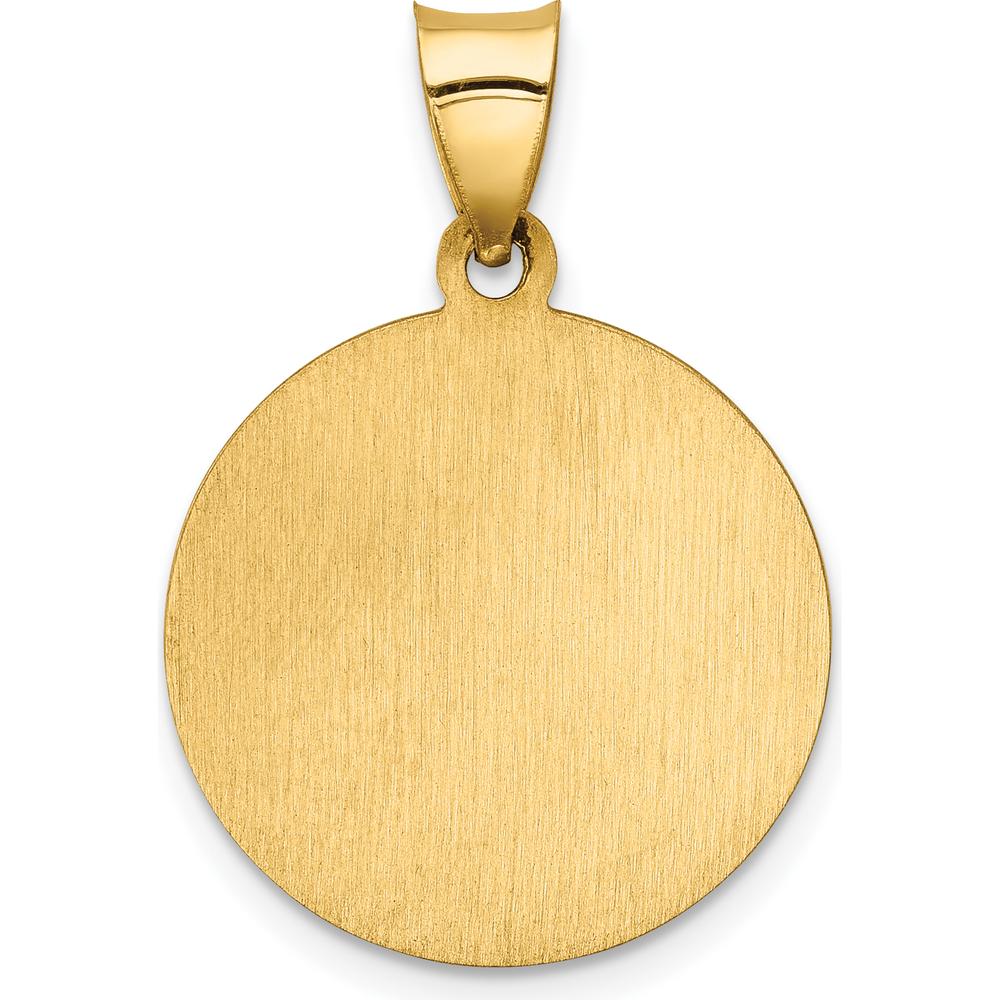 14K Yellow Gold Our Lady of Sorrows Medal Pendant with Polished and Satin Finish - Hollow Die Struck Design by Oro Pregiato - Image 4