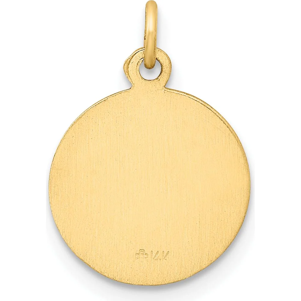 14K Yellow Gold Our Lady of the Assumption Round Charm - Polished and Satin Finish, 17mm Length by Oro Pregiato - Image 4