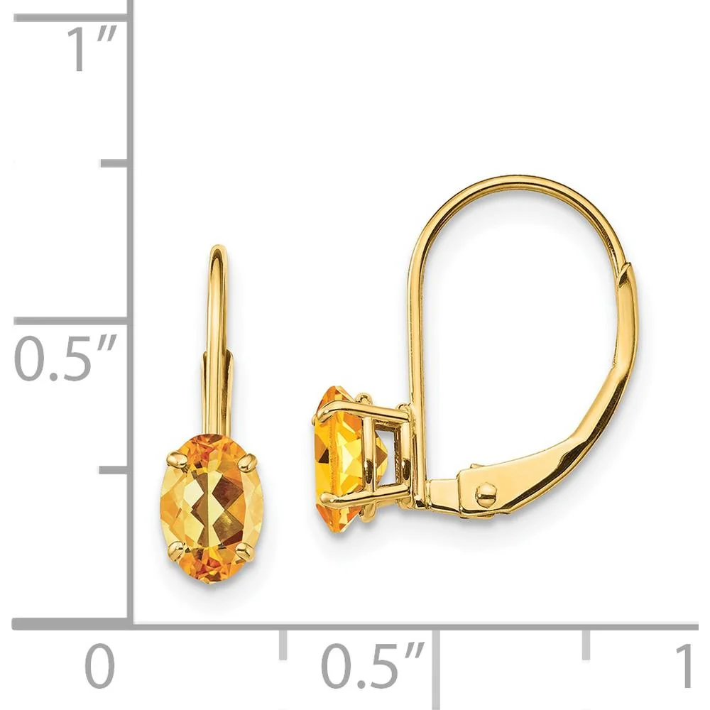 14K Yellow Gold Oval Citrine Leverback Earrings - 0.400 Carat Total Gemstone Weight by Monteluci Fine Jewelry - Image 4