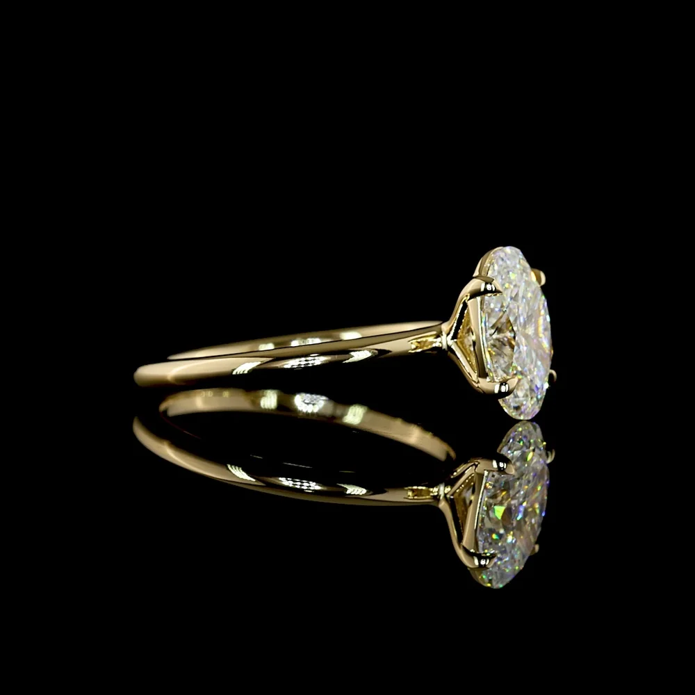 14K Yellow Gold Oval Cut Solitaire Ring with 1.81 Carat Lab Grown Diamond - E VVS2 IGI Certified - Covaloro Fine Jewelry - Image 2