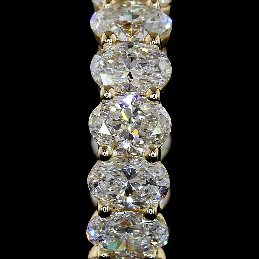 14K Yellow Gold Oval Diamond Huggie Earrings with Prong Set Lab Diamonds - 2.00 Carats Total Diamond Weight - Covaloro Fine Jewelry - Image 3