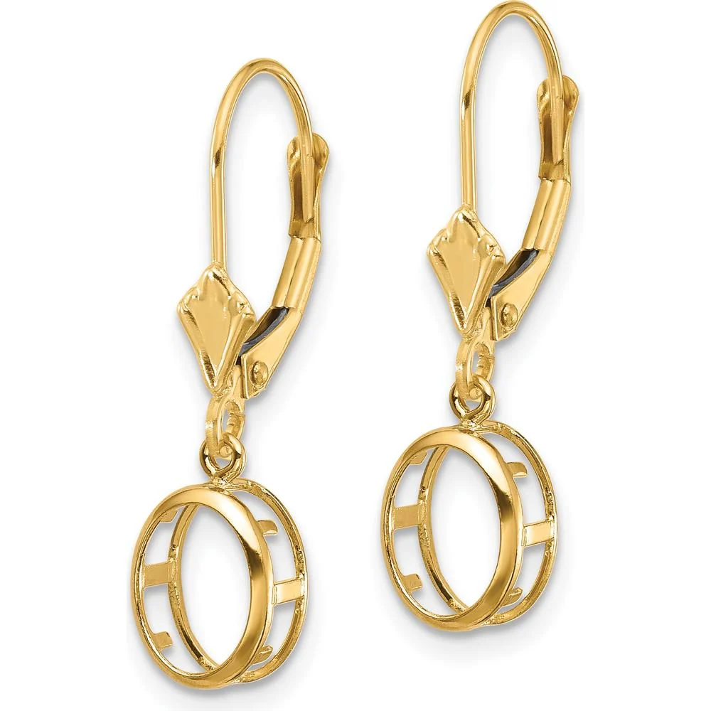 14K Yellow Gold Oval Leverback Earrings - Polished Finish, Customizable Mounting by Monteluci Fine Jewelry - Image 2