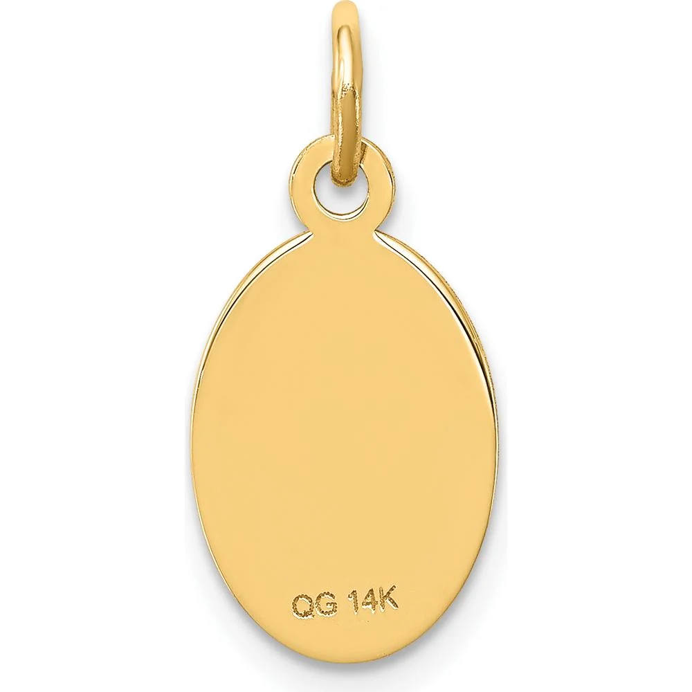 14K Yellow Gold Oval Medical Alert Pendant - Textured Design with Engravable Surface by Oro Pregiato - Image 4