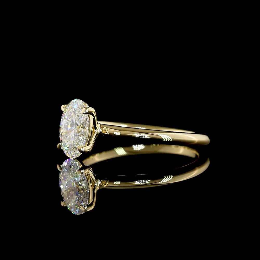 14K Yellow Gold Oval Solitaire Ring with 1.07 Carat D VVS2 Lab-Grown Diamond - IGI Certified - Covaloro Fine Jewelry - Image 4