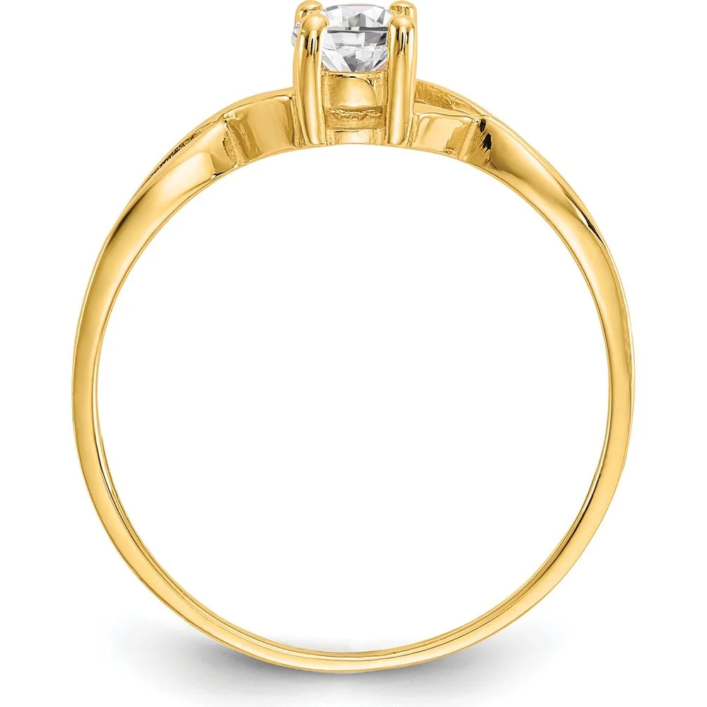 14K Yellow Gold Oval White Topaz Birthstone Ring - 0.55 Carat Total Weight - Size 7 by Oro Pregiato - Image 2