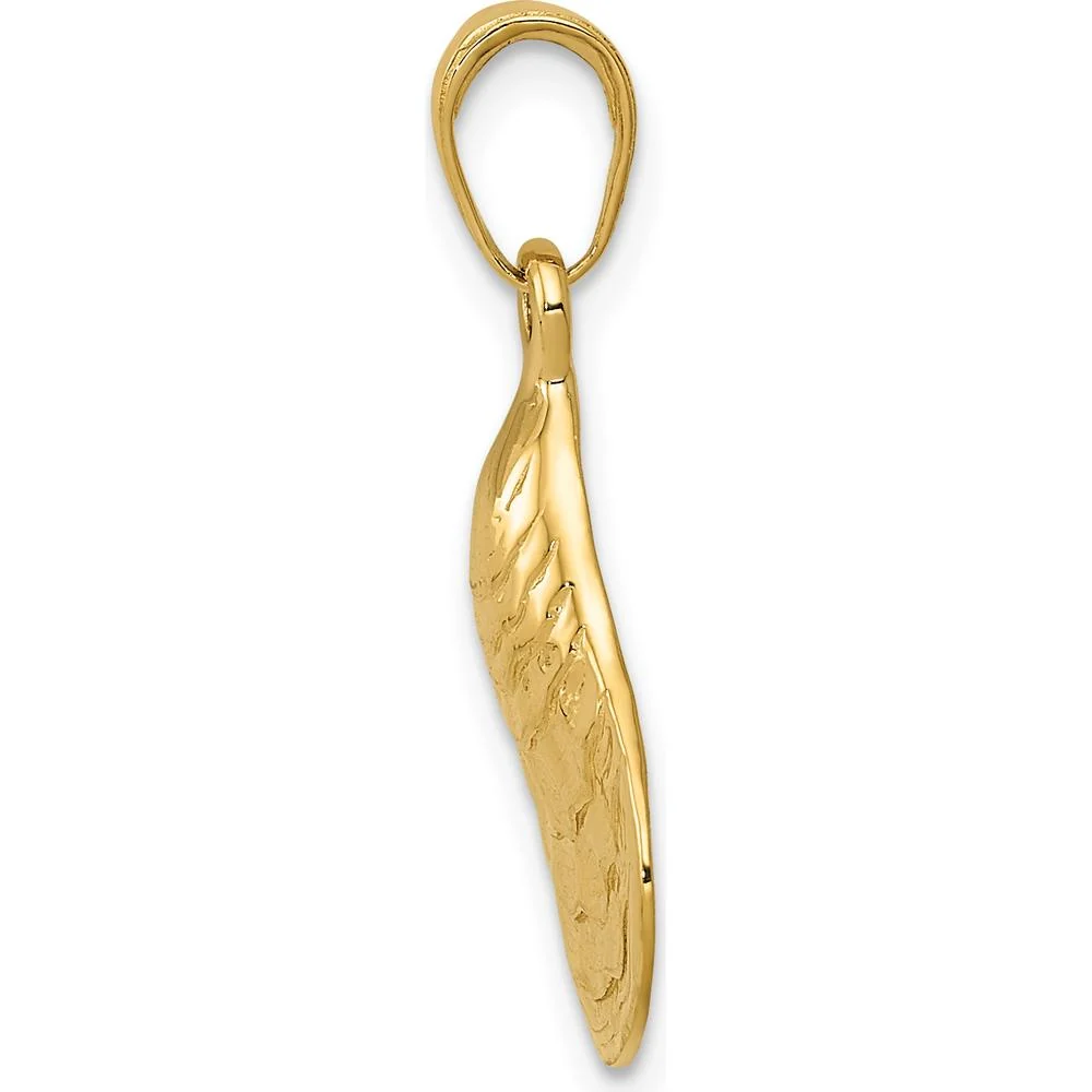 14K Yellow Gold Oyster Shell Pendant with Textured Finish - 24mm Length by Oro Pregiato - Image 2