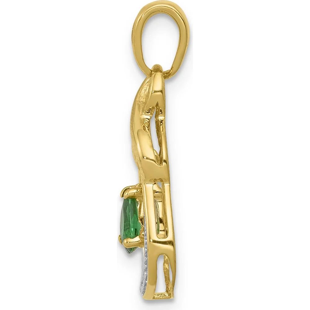 14K Yellow Gold Pear Emerald and Diamond Dangle Pendant - 0.19 Carat Emerald, 0.009 Carat Diamond Total Weight by Lumare Gioia - Image 2