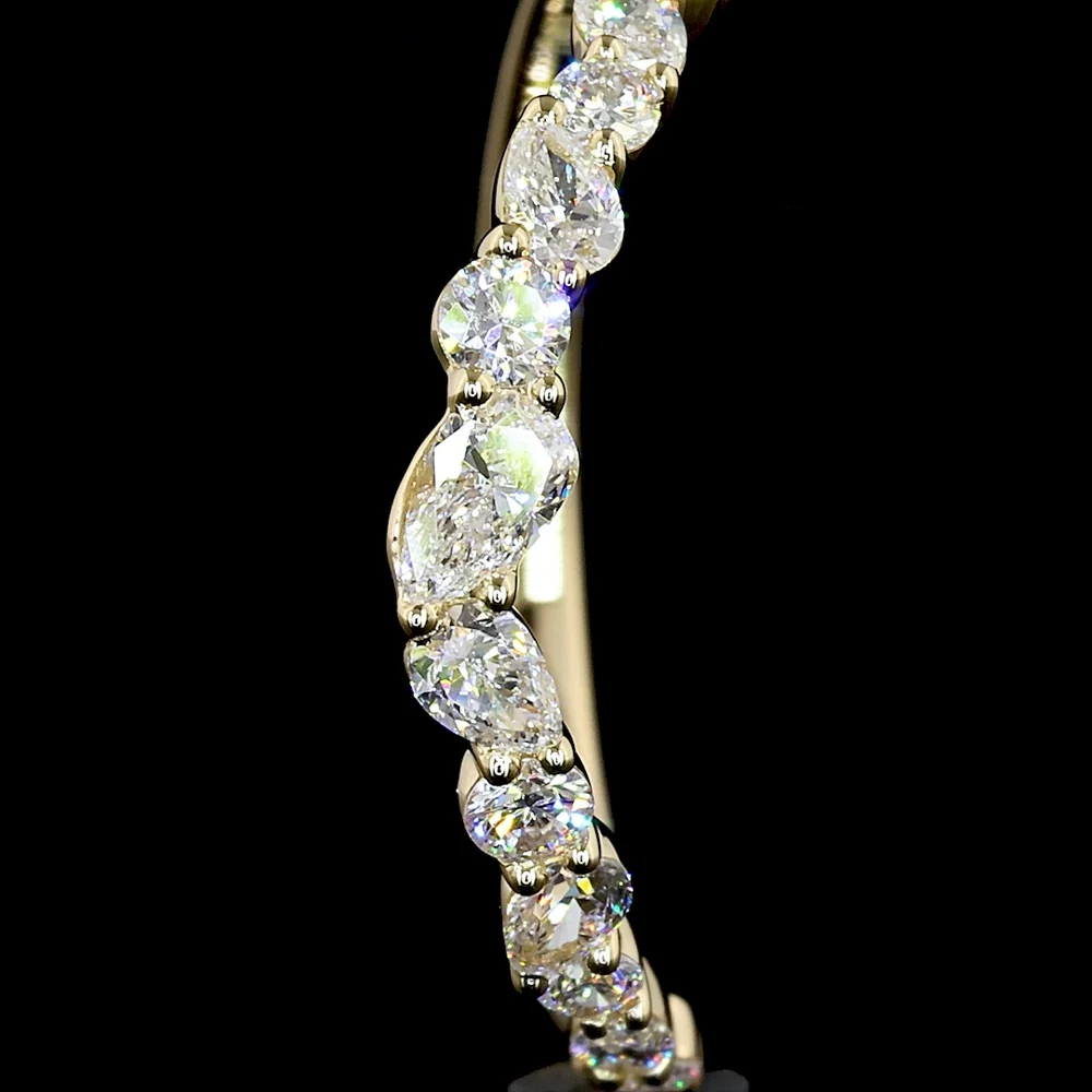 14K Yellow Gold Pear Shape Half Eternity Band with Lab-Grown Diamonds - 0.42 Carat Total Diamond Weight - Covaloro Fine Jewelry - Image 2