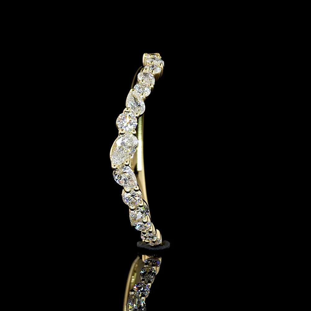 14K Yellow Gold Pear Shape Half Eternity Band with Lab-Grown Diamonds - 0.42 Carat Total Diamond Weight - Covaloro Fine Jewelry - Image 4