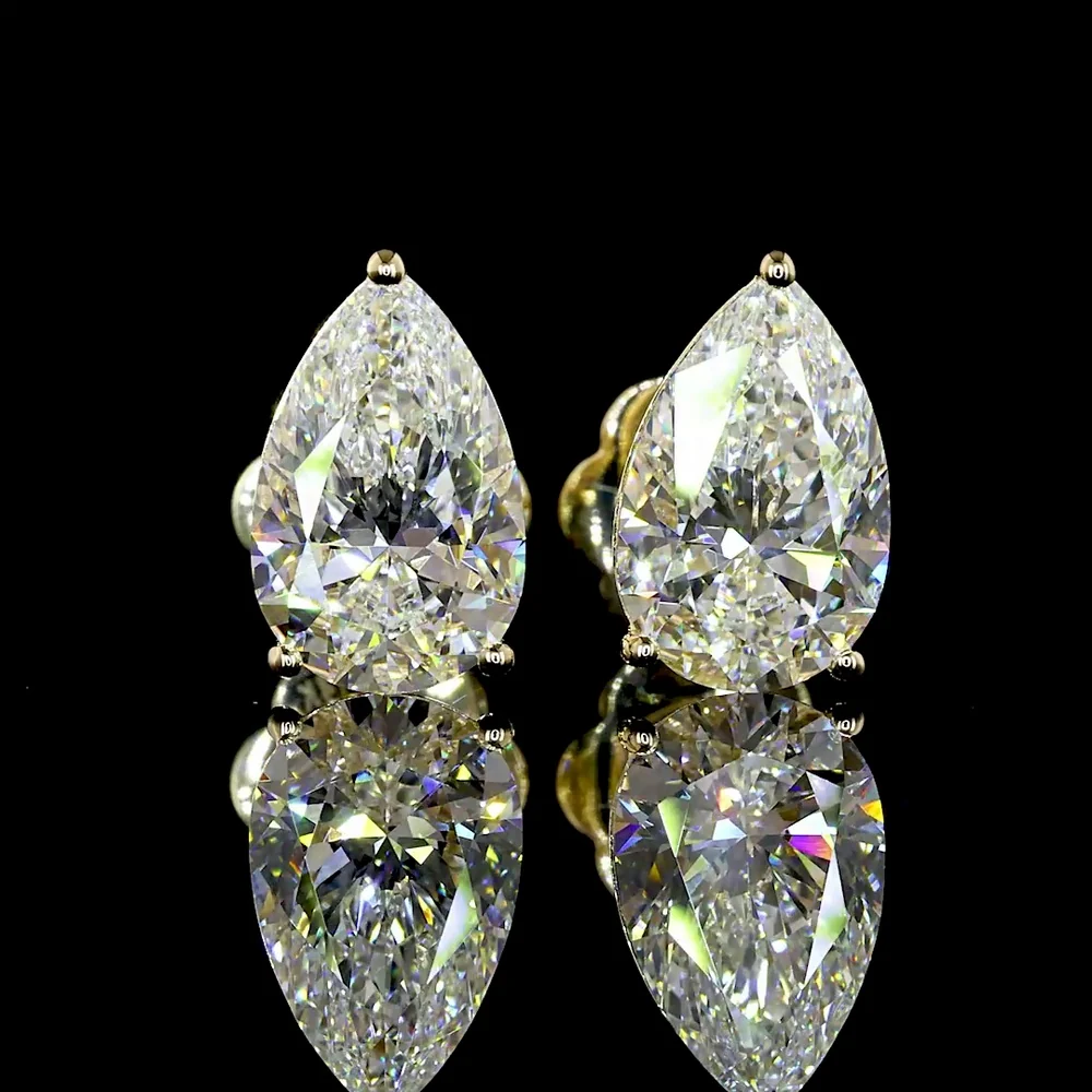 14K Yellow Gold Pear-Shaped Martini Earrings with Lab-Grown E-F VS1 Diamonds - 3.10 Carats Total Diamond Weight - Covaloro Fine Jewelry - Image 2