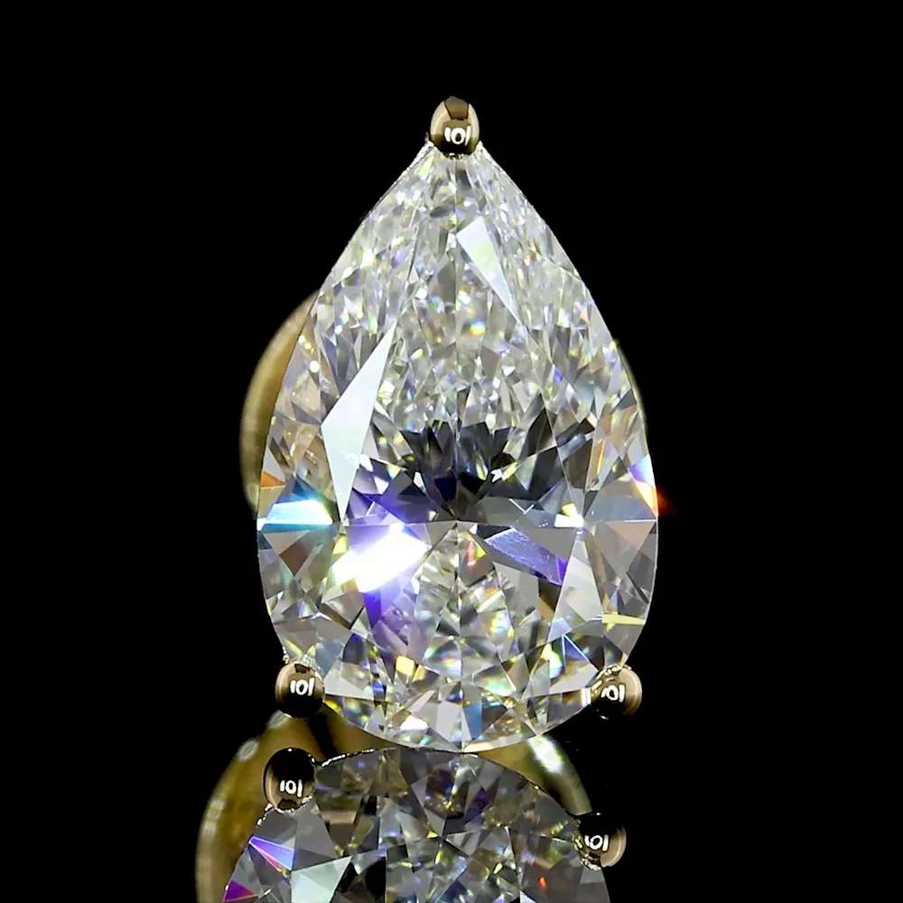 14K Yellow Gold Pear Shaped Martini Set Lab Diamond Stud Earrings - 1.55 Carat Total Weight, E VS1 Quality - Covaloro Fine Jewelry - Image 3