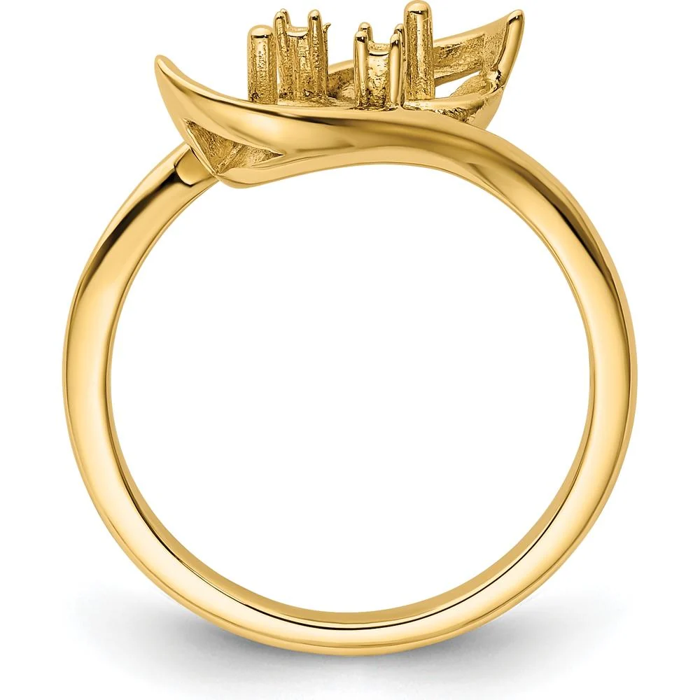 14K Yellow Gold Pearl & Diamond Ring Mounting - 6mm Pearl Setting, 2 Side Stone Mountings - Size 5 by Oro Pregiato - Image 2