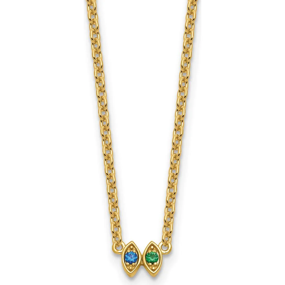 14K Yellow Gold Personalized Birthstone Necklace Pendant for Mother - Custom Gemstone Mounting by Oro Pregiato - Image 2