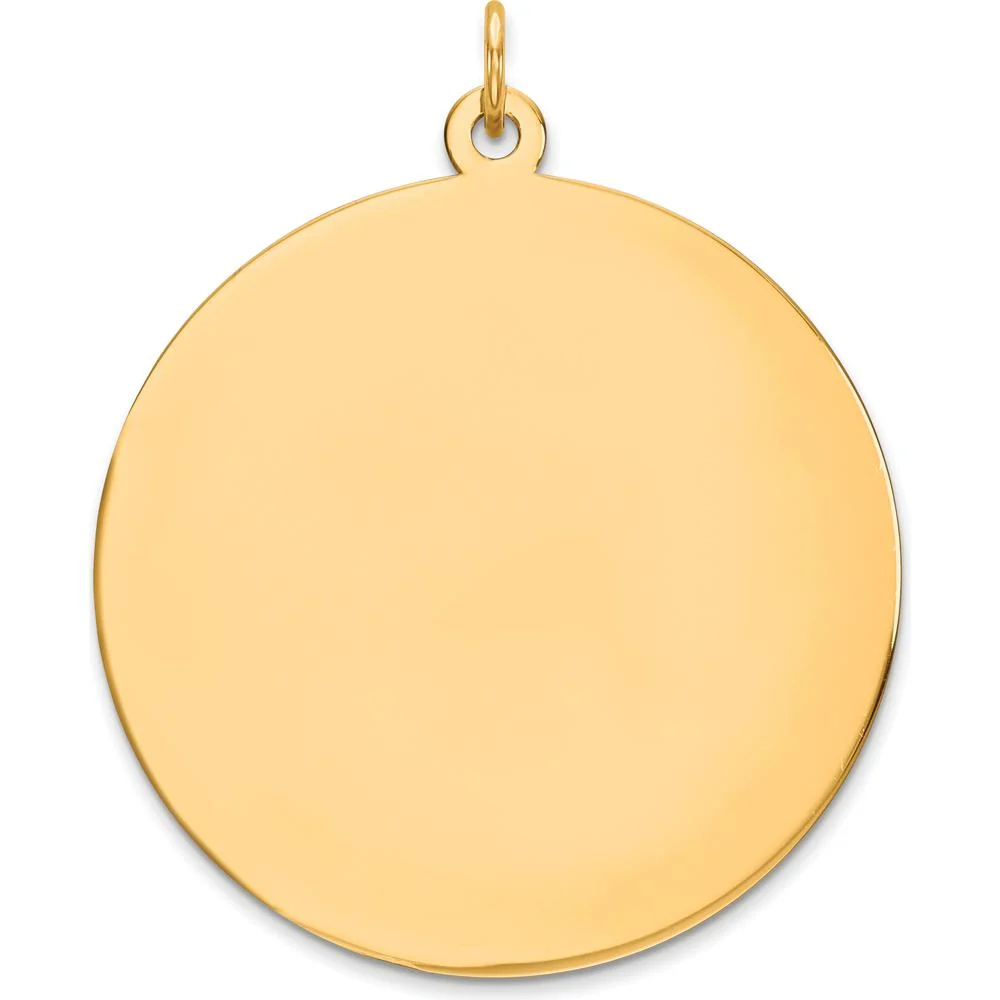 14K Yellow Gold Personalized Round Disc Charm - Engravable - 32mm by Oro Pregiato