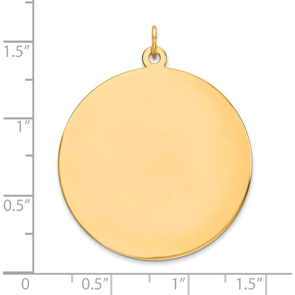14K Yellow Gold Personalized Round Disc Charm - Engravable - 32mm by Oro Pregiato - Image 2