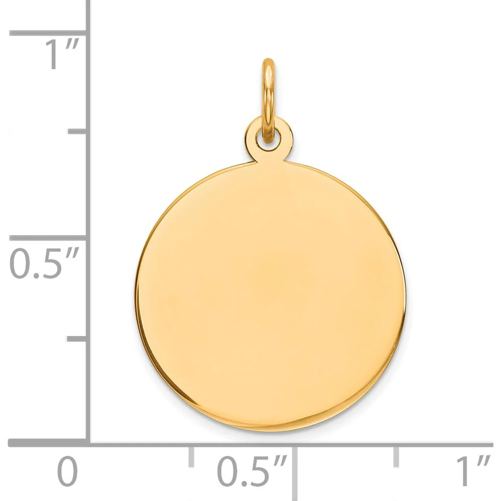 14K Yellow Gold Personalized Round Disc Charm - Engravable, Polished Finish by Oro Pregiato - Image 2