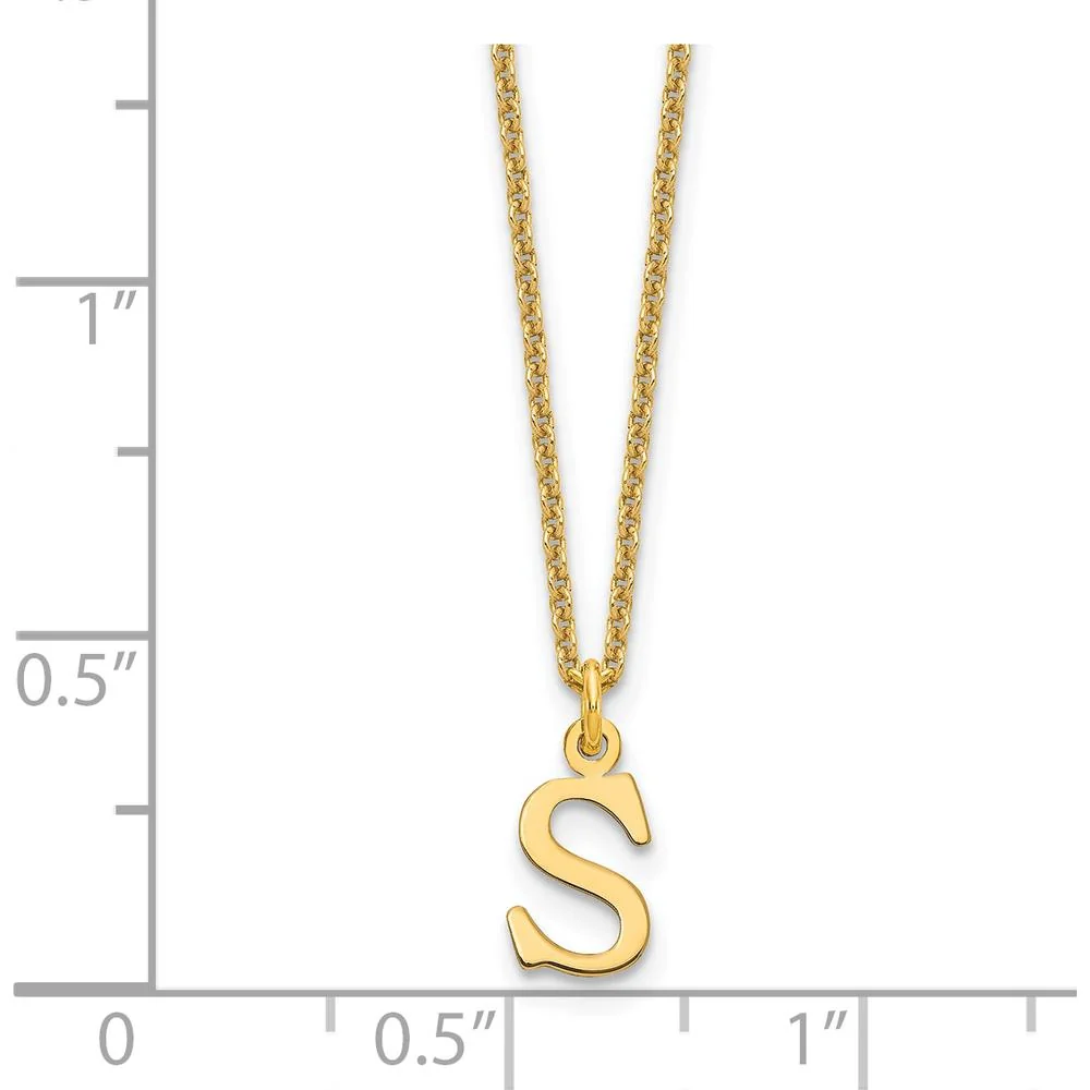14K Yellow Gold Personalized "S" Initial Necklace on 18-inch Cable Chain by Oro Pregiato - Image 2