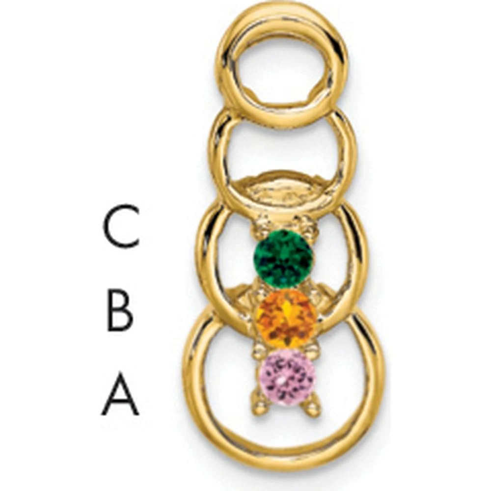 14K Yellow Gold Personalized Synthetic Stone Family Pendant with Round Synthetic Stones by Oro Pregiato