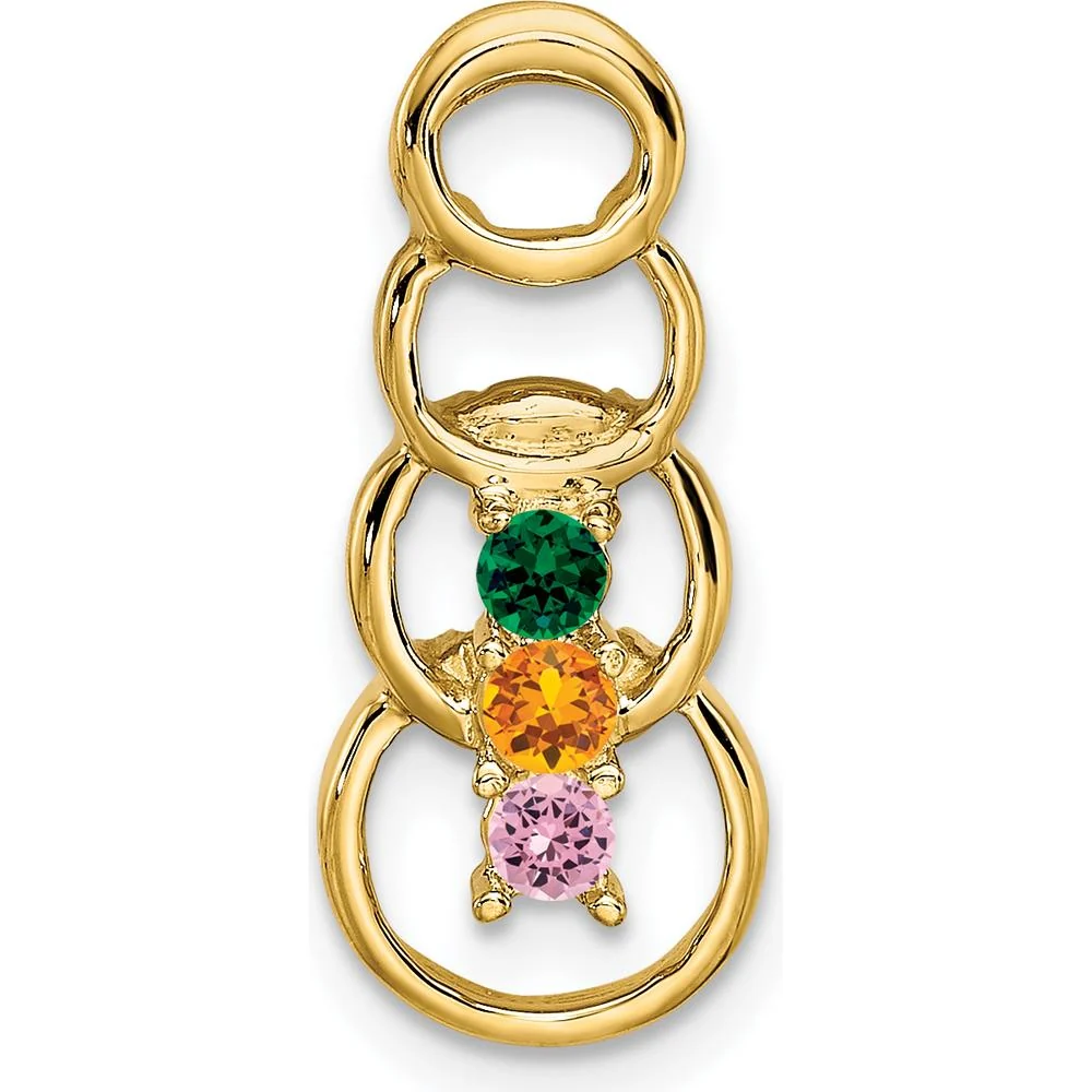 14K Yellow Gold Personalized Synthetic Stone Family Pendant with Round Synthetic Stones by Oro Pregiato - Image 2