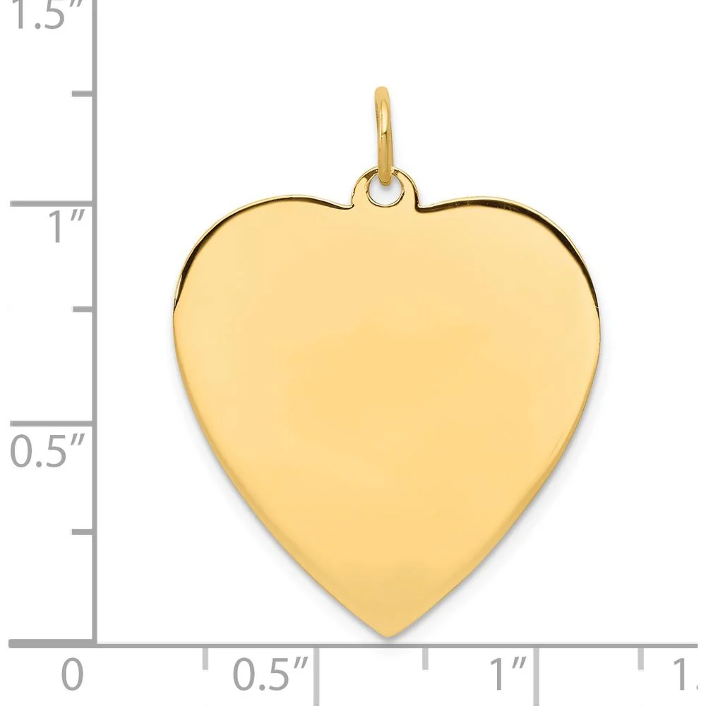 14K Yellow Gold Plain Engravable Heart Disc Charm - 30mm by Oro Pregiato - Image 3