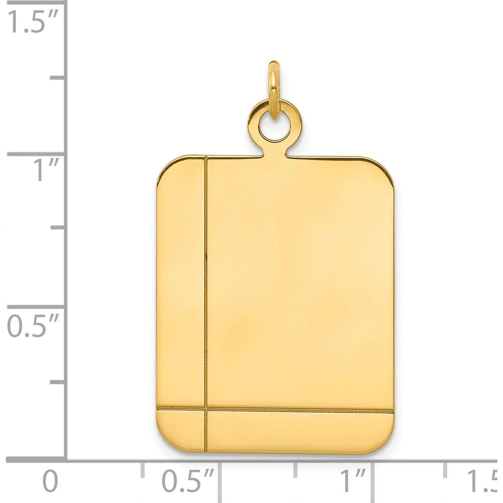 14K Yellow Gold Plain Rectangular Engravable Disc Charm - Personalized Pendant with Polished Finish by Oro Pregiato - Image 2