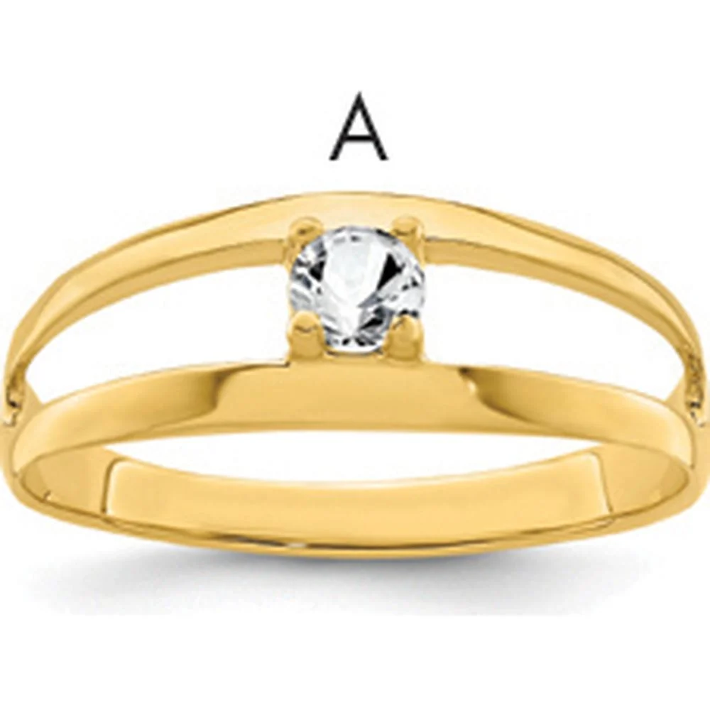 14K Yellow Gold Polished 1-Stone Mother's Ring Mounting - Customizable Gemstone Setting - Size 7 by Oro Pregiato - Image 2