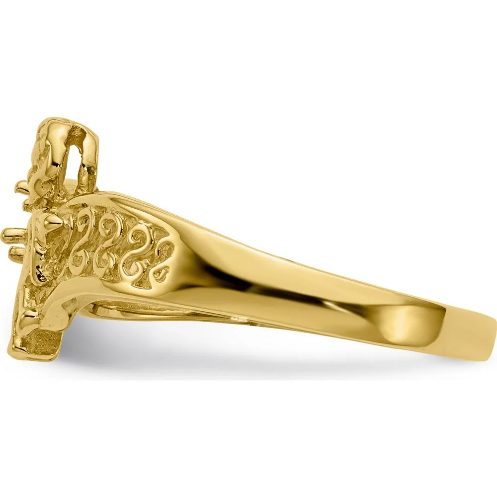14K Yellow Gold Polished 1-Stone Mother's Ring with Angel Band - Mounting Only - Size 7 by Oro Pregiato - Image 3