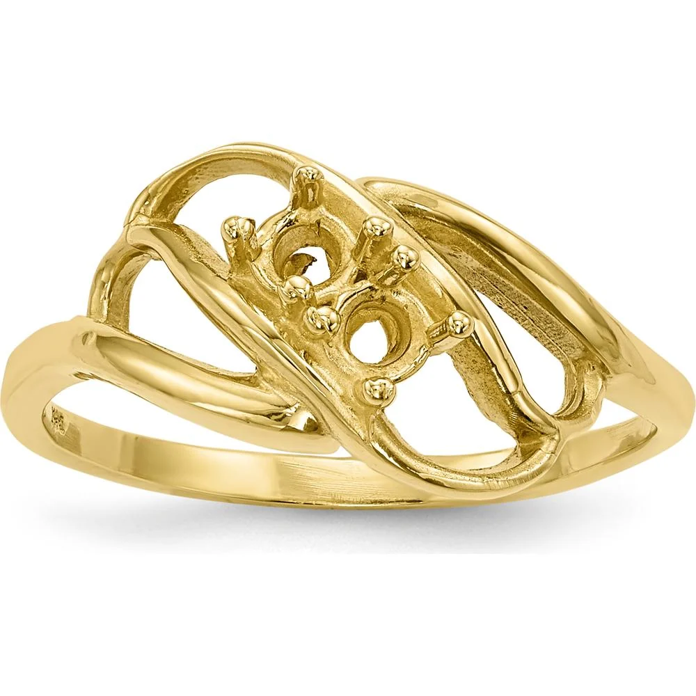 14K Yellow Gold Polished 2-Stone Customizable Mother's Ring Mounting - Size 7 by Monteluci Fine Jewelry