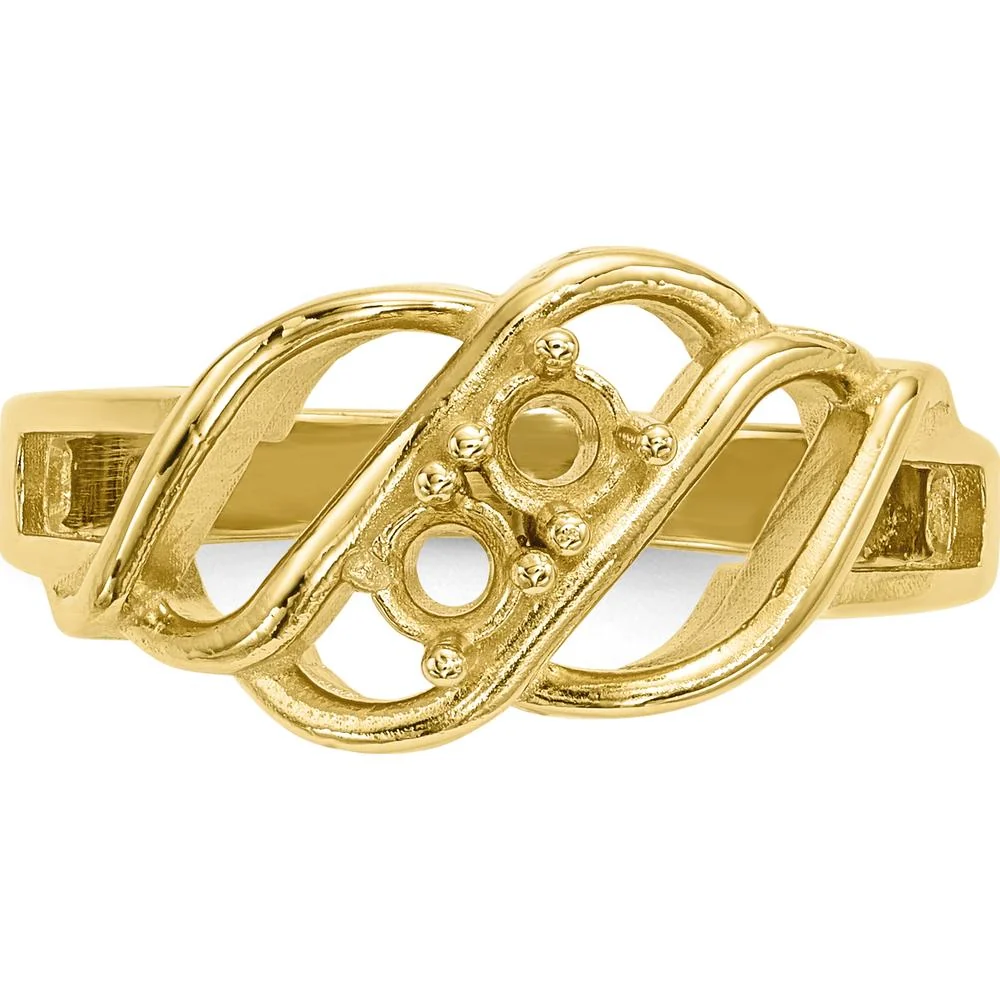 14K Yellow Gold Polished 2-Stone Mother's Ring Mounting - Customizable Setting for Birthstones or Gemstones - Size 7 by Monteluci Fine Jewelry - Image 7
