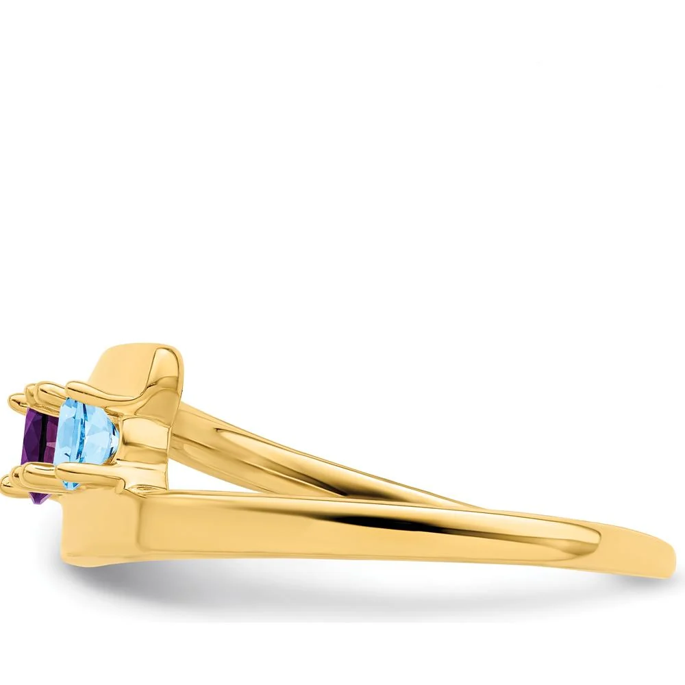 14K Yellow Gold Polished 2-Stone Mother's Ring Mounting - Size 7 by Oro Pregiato - Image 3
