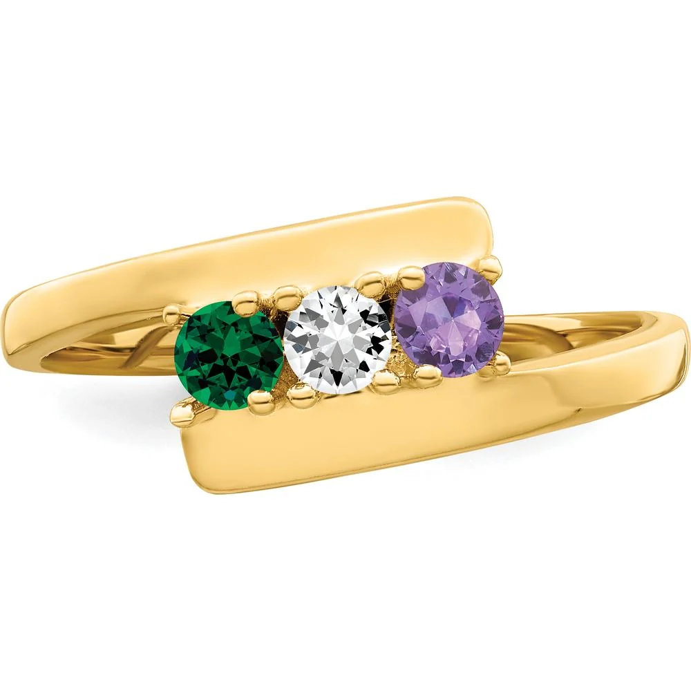 14K Yellow Gold Polished 3-Stone Mother's Ring Mounting - Customizable Design - Size 7 by Monteluci Fine Jewelry - Image 8