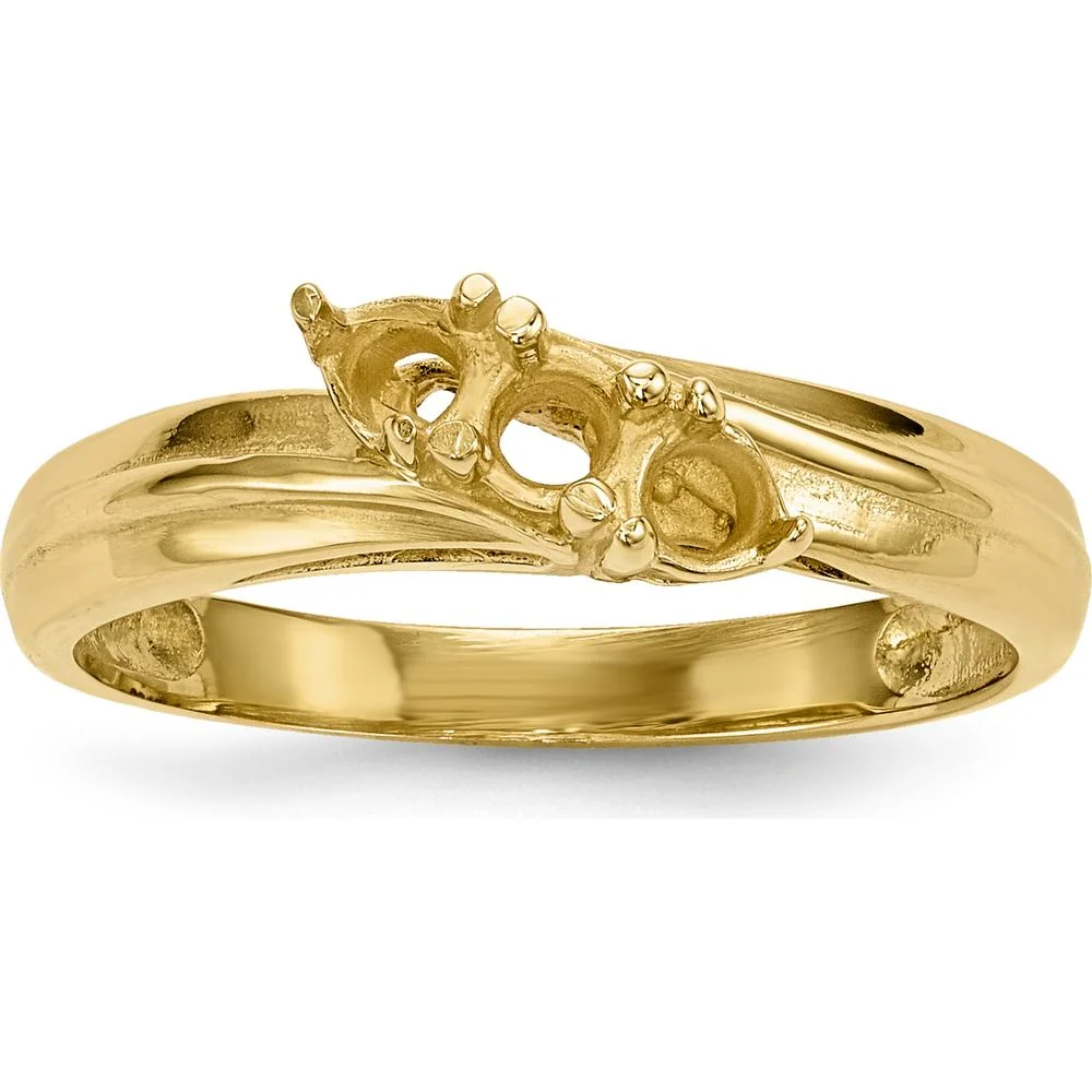 14K Yellow Gold Polished 3-Stone Mother's Ring Mounting - Size 7 by Monteluci Fine Jewelry - Image 6
