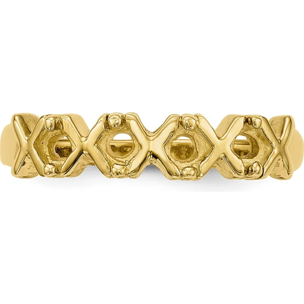 14K Yellow Gold Polished 4-Stone Mother's Ring Mounting - Customizable Stone Settings - Size 7 by Oro Pregiato - Image 4