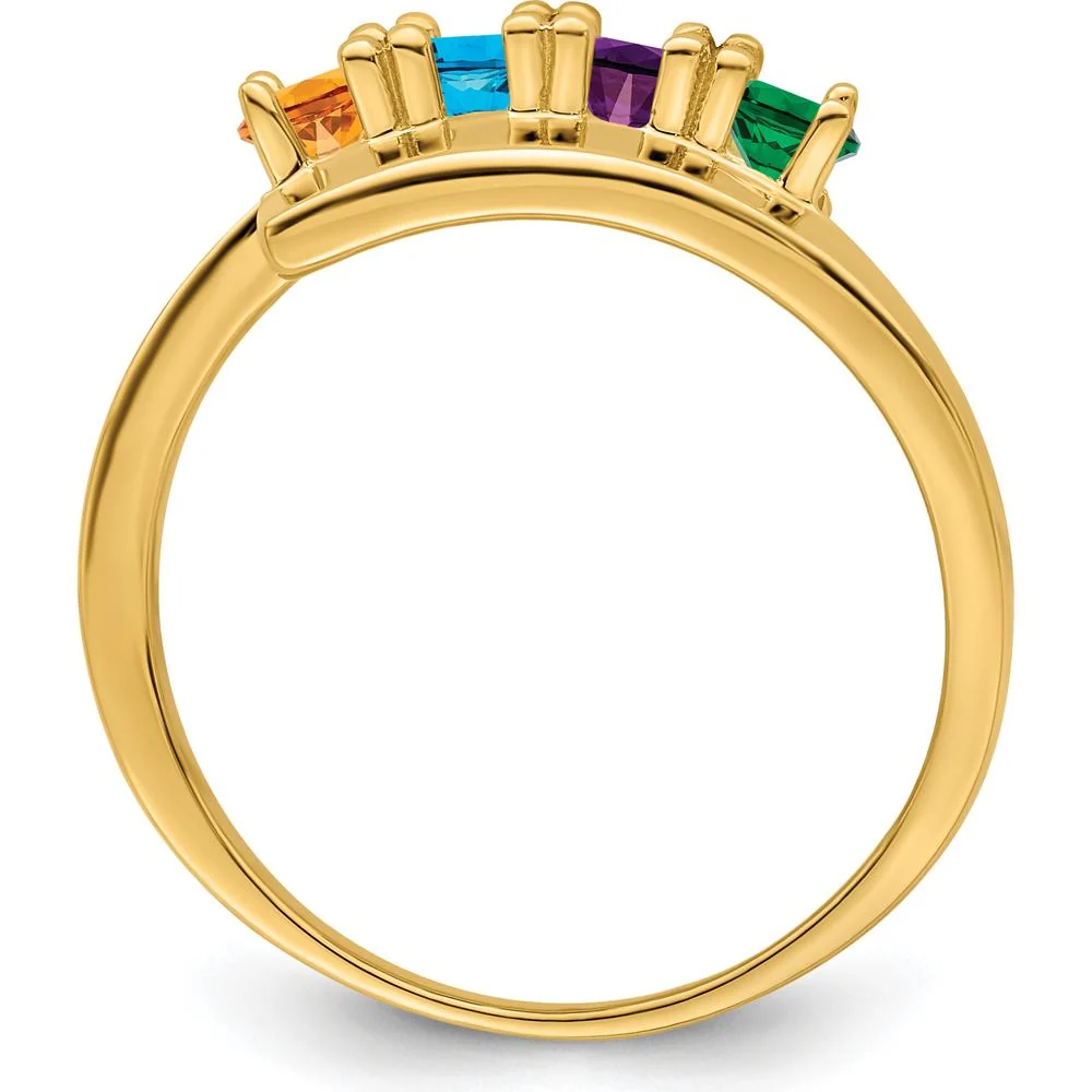 14K Yellow Gold Polished 4-Stone Mother's Ring Mounting - Size 7 by Monteluci Fine Jewelry - Image 3