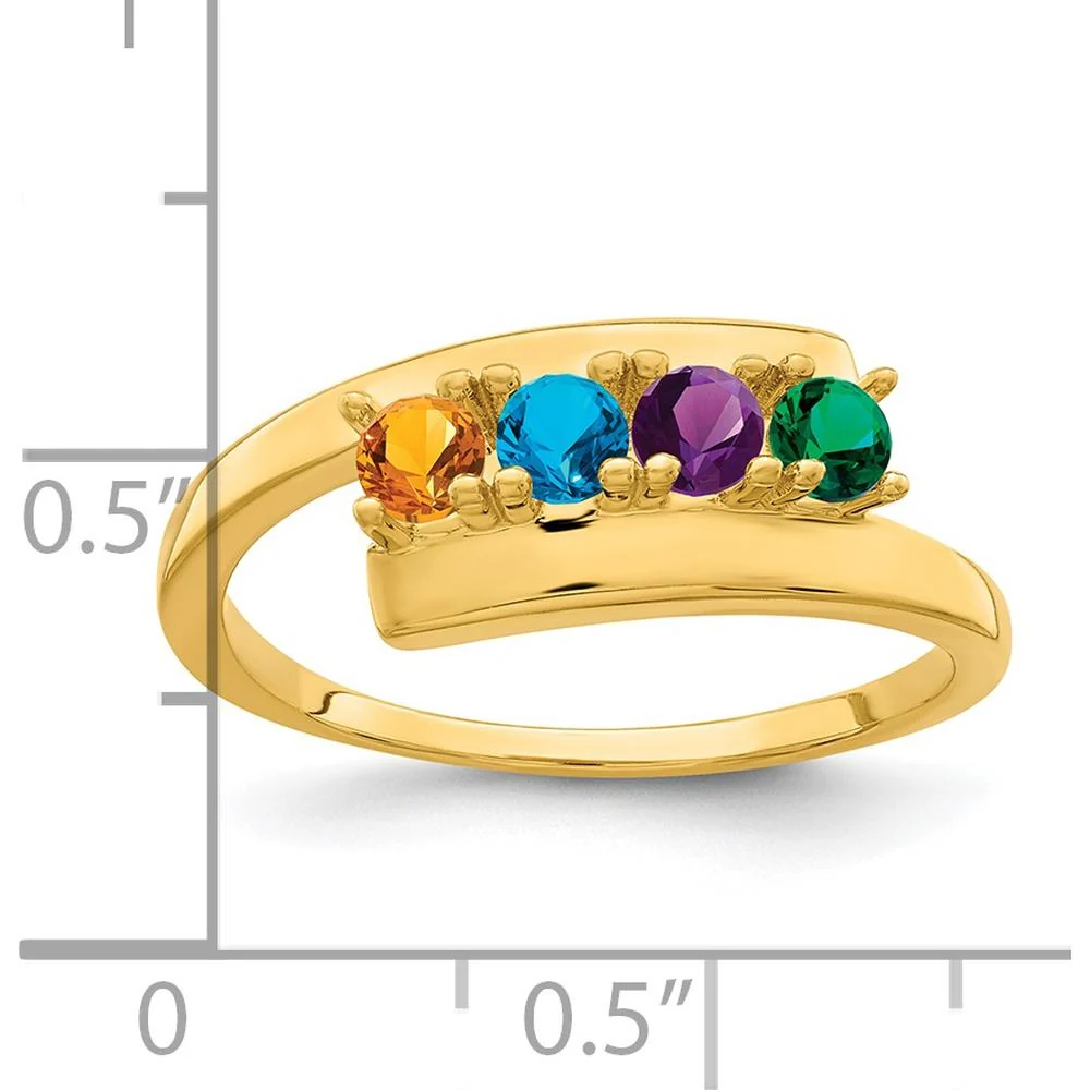 14K Yellow Gold Polished 4-Stone Mother's Ring Mounting - Size 7 by Monteluci Fine Jewelry - Image 5