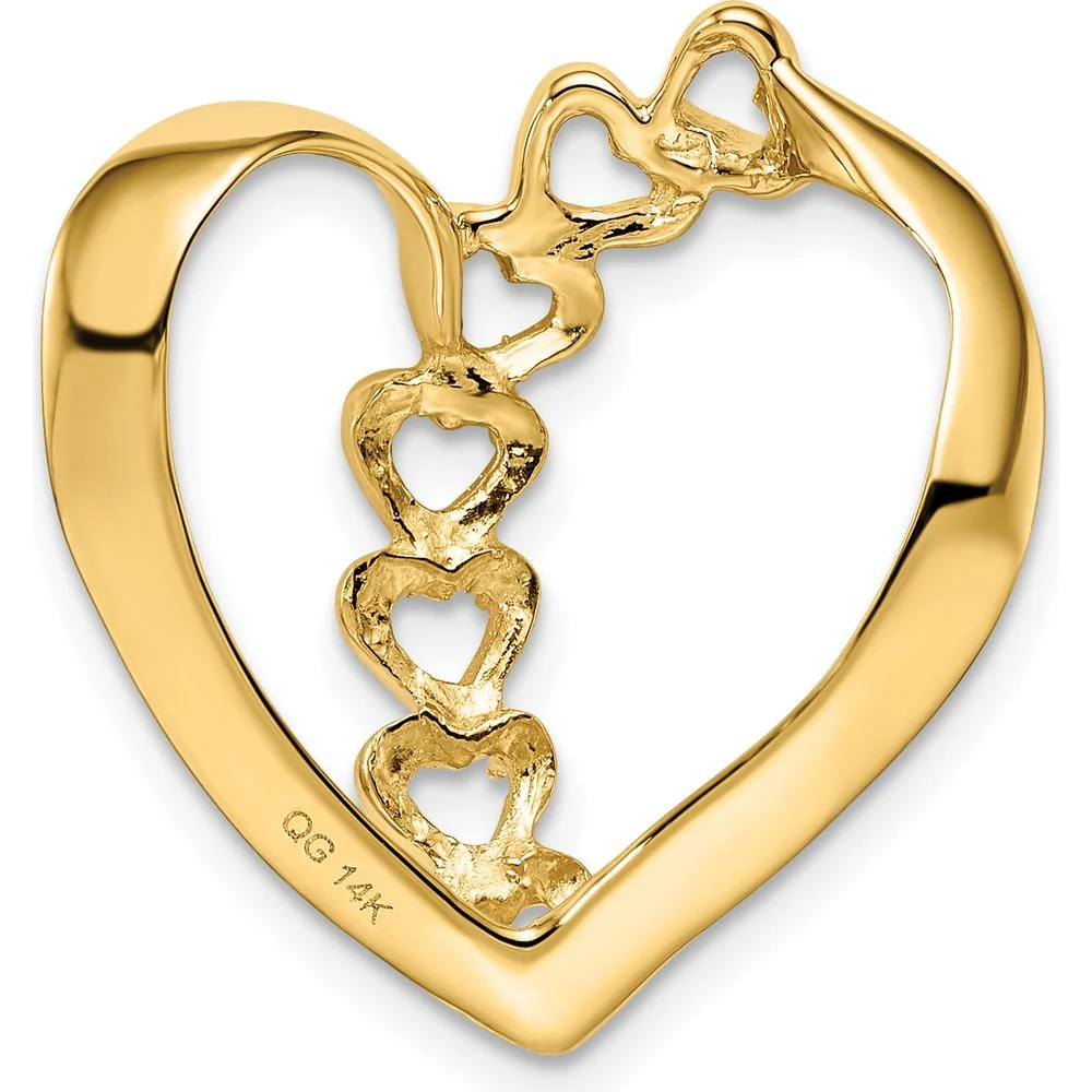 14K Yellow Gold Polished 5-Stone Heart Slide Pendant for Mother's Day and Family Keepsakes by Oro Pregiato - Image 4