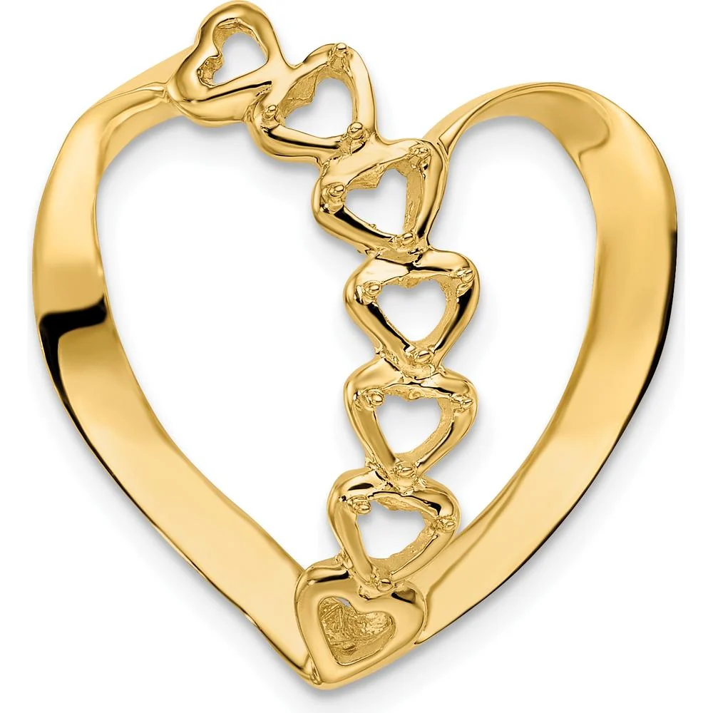 14K Yellow Gold Polished 5-Stone Heart Slide Pendant for Mother's Day and Family Keepsakes by Oro Pregiato - Image 6