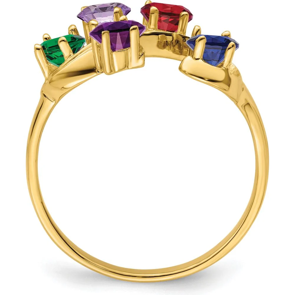14K Yellow Gold Polished 5-Stone Mother's Ring Mounting - Size 7 by Monteluci Fine Jewelry - Image 3