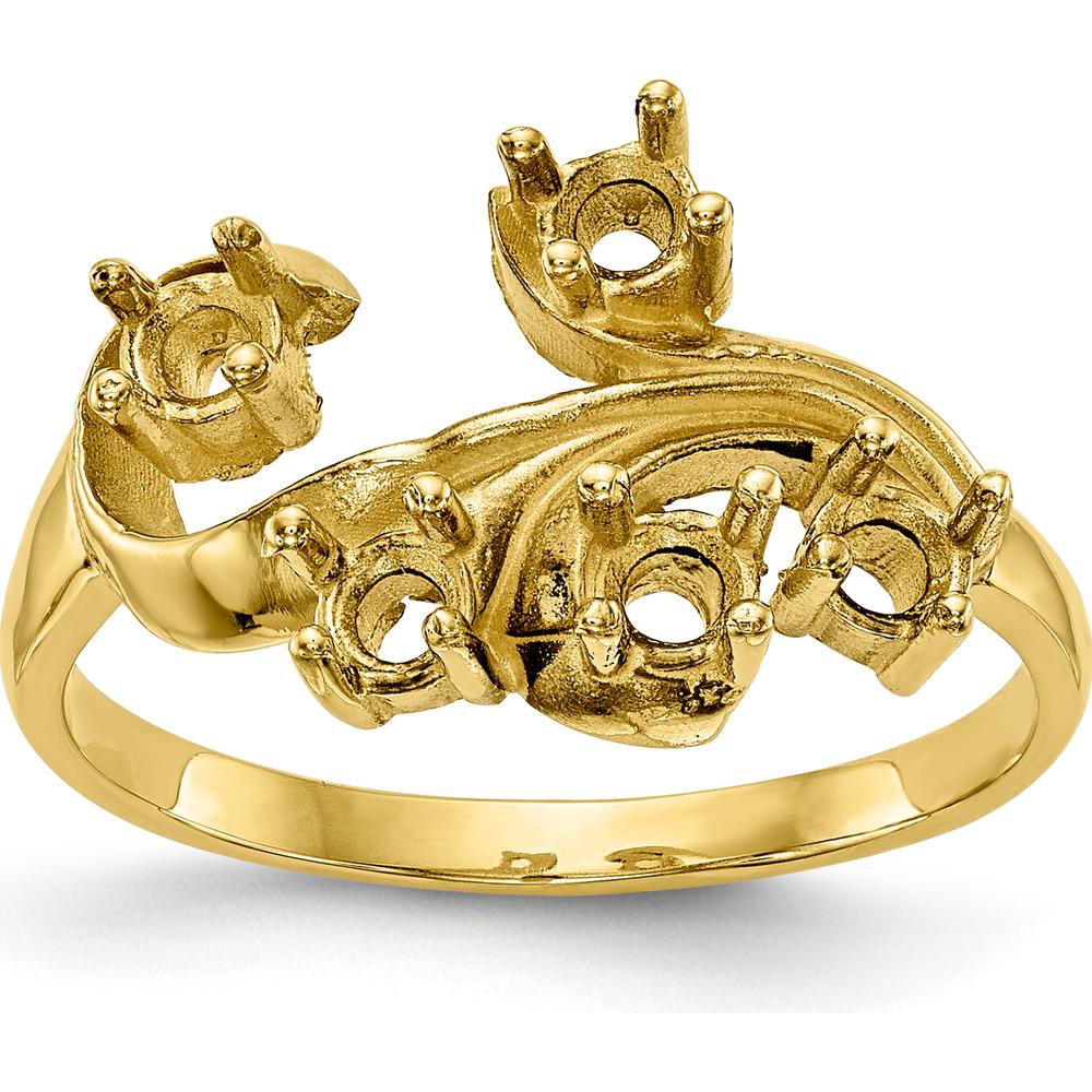 14K Yellow Gold Polished 5-Stone Mother's Ring Mounting - Size 7 by Monteluci Fine Jewelry - Image 5