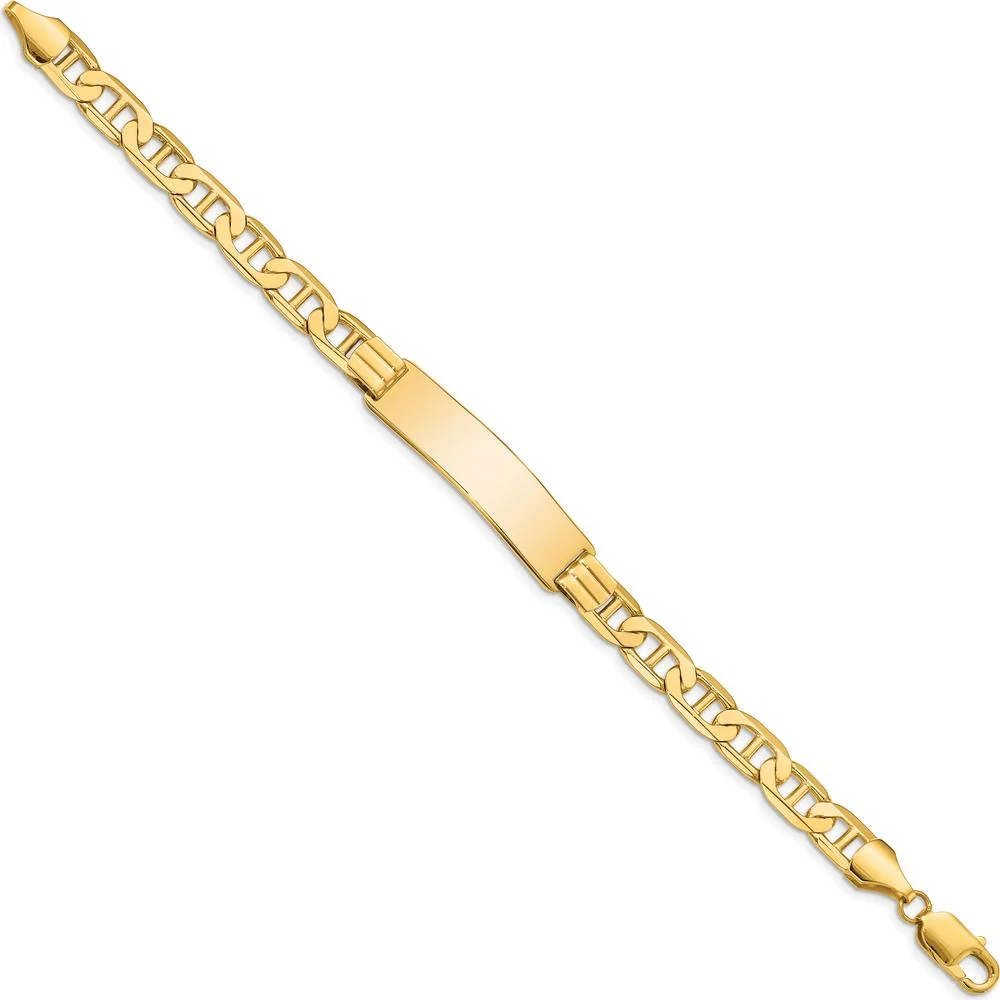 14K Yellow Gold Polished Anchor Link ID Bracelet with Solid Plate - 8" Length by Oro Pregiato - Image 2