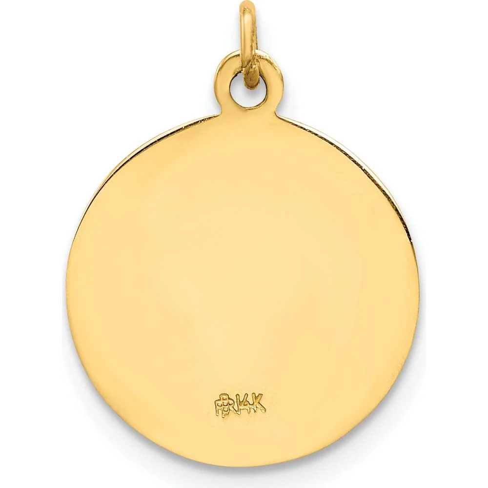 14K Yellow Gold Polished and Satin Caridad Del Cobre Medal Pendant 20mm by Oro Pregiato - Image 4