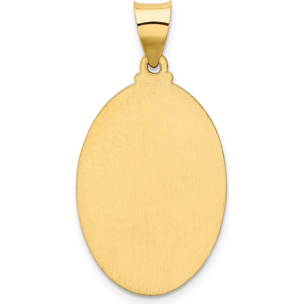 14K Yellow Gold Polished and Satin Hollow Our Lady of Guadalupe Oval Pendant by Oro Pregiato - Image 4