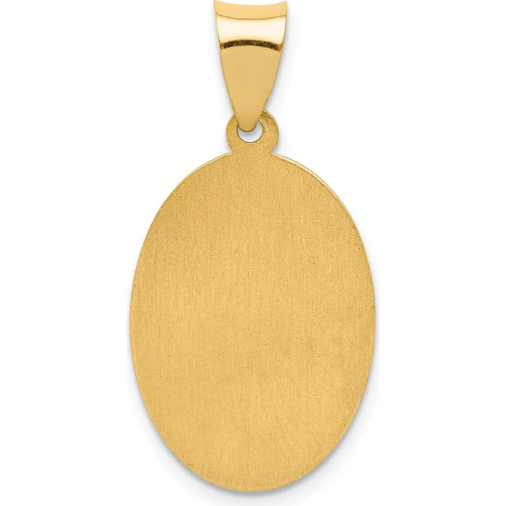 14K Yellow Gold Polished and Satin Hollow St. Joseph Medal Oval Pendant by Oro Pregiato - Image 4