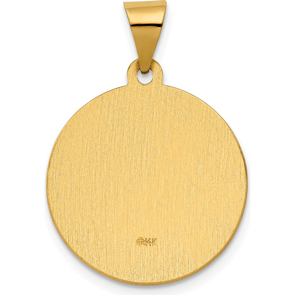 14K Yellow Gold Polished and Satin Hollow St. Rita Medal Round Pendant by Oro Pregiato - Image 3
