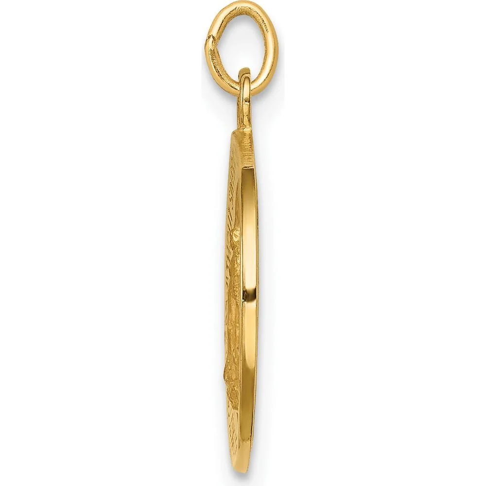 14K Yellow Gold Polished and Satin Miraculous Medal Charm Pendant - 19.25mm Length by Oro Pregiato - Image 2