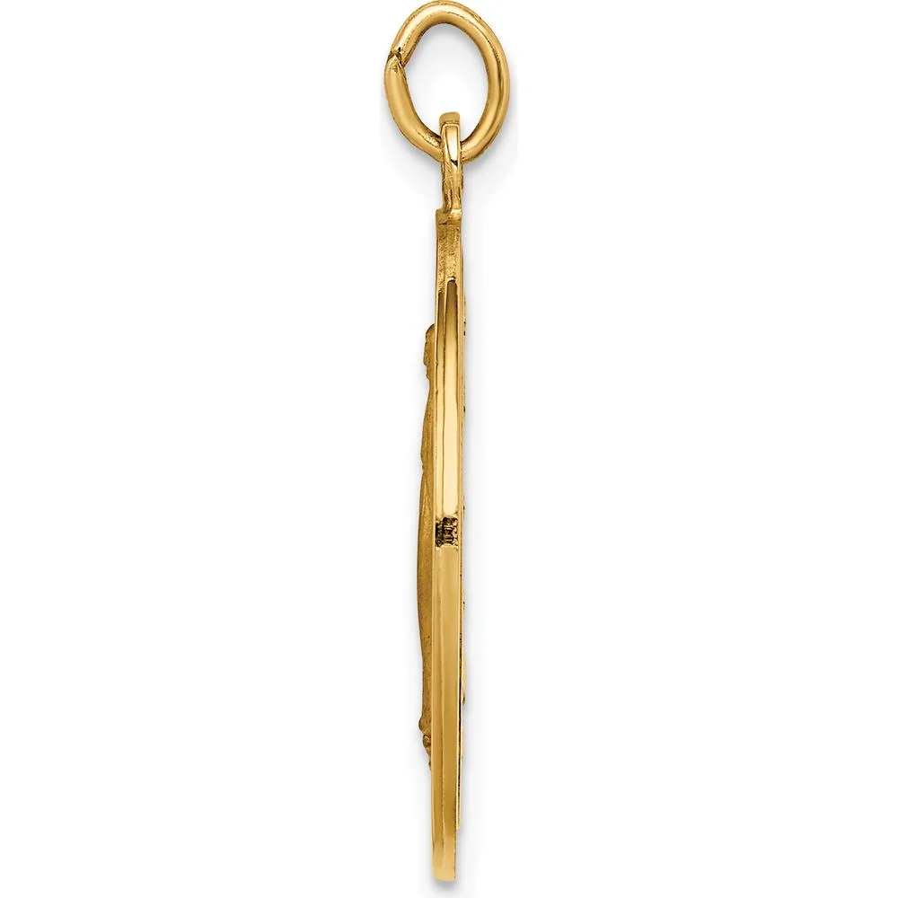 14K Yellow Gold Polished and Satin Miraculous Medal Pendant - 27.5mm Length by Oro Pregiato - Image 2